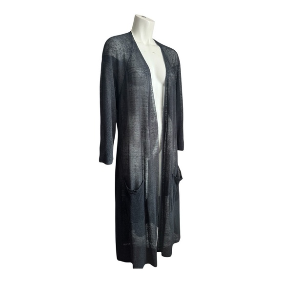 Vintage EILEEN FISHER Organic Linen Cardigan Gray Semi Sheer Duster Women’s XL - Picture 1 of 16